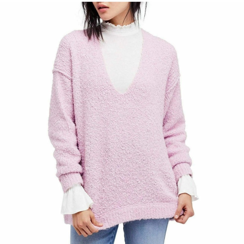 Free People Lofty Oversized Slouchy Alpaca Blend Boucle Pullover Sweater - Picture 1 of 15